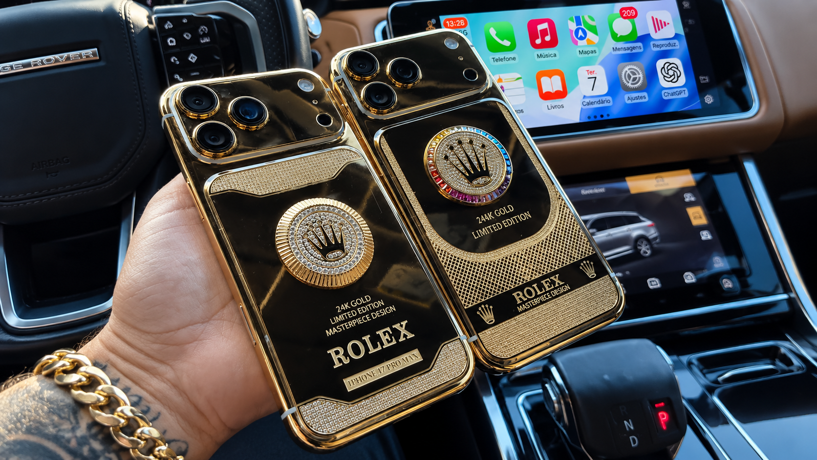 iPhone 17 Pro Max 256GB Rolex 24K Edition — em contexto
