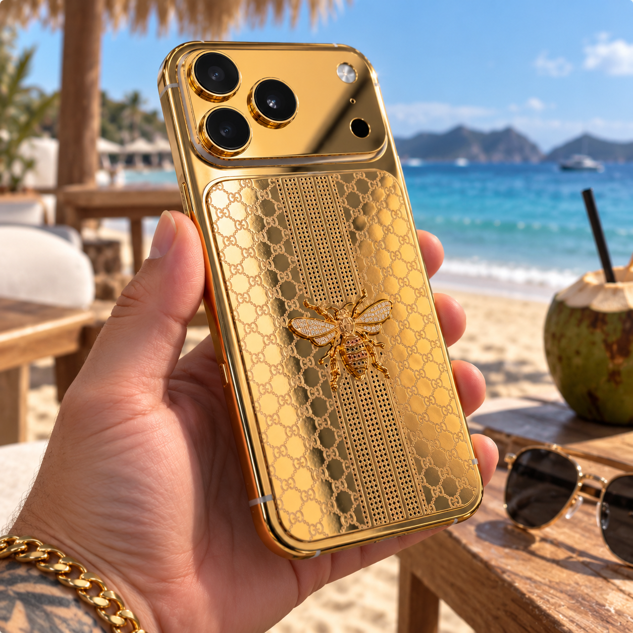 iPhone 17 Pro Max 256GB Gucci Edition — detalhe macro